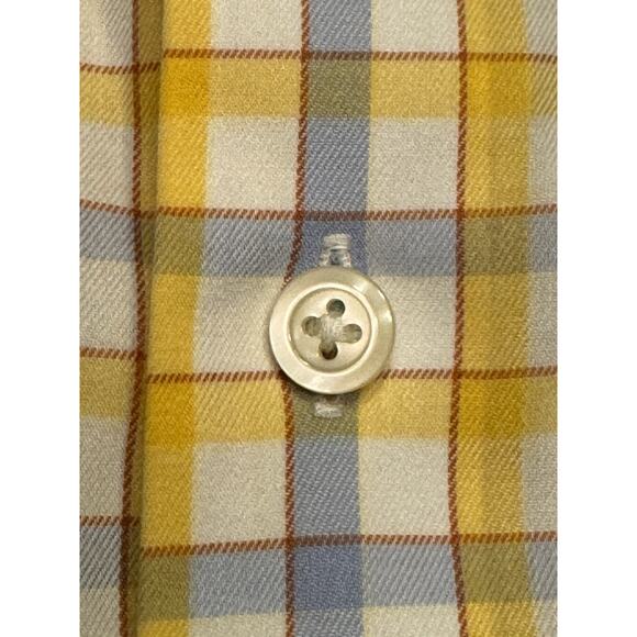 Large Orvis Wrinkle Free Button Down Shirt Yellow Check Windowpane Long Sleeve - Picture 7 of 13